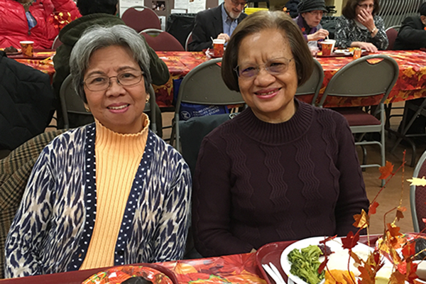Citymeals recipients at a holiday meal for older adults. 