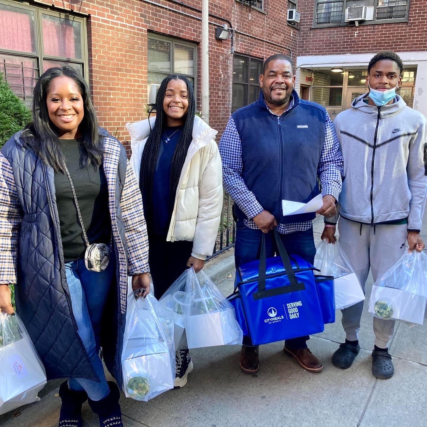 The McClain family volunteering. 