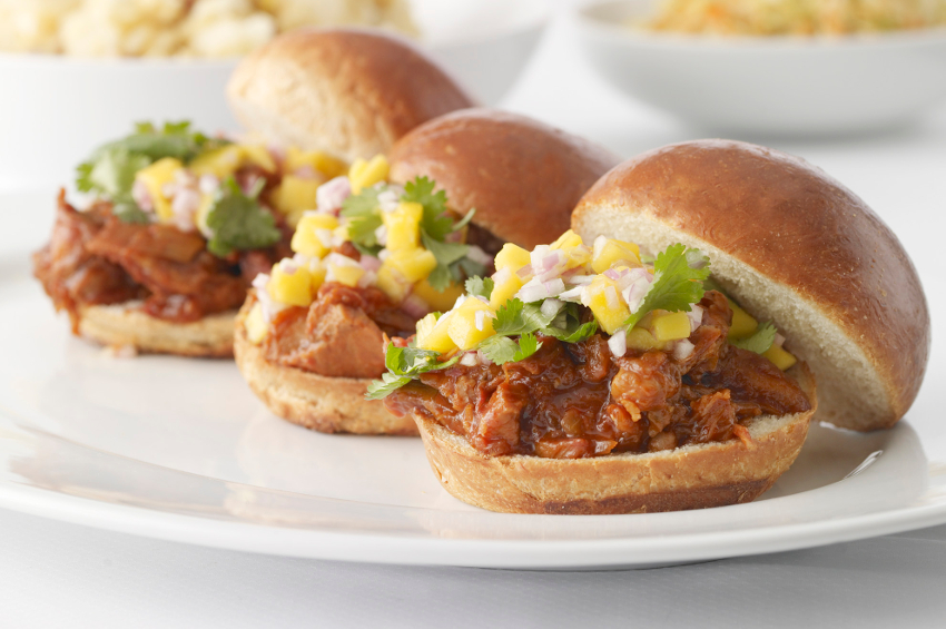 Pulled Pork Sandwiches and Mango Salsa