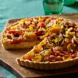 corn and heirloom tomato tart